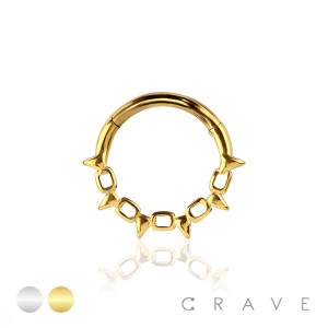 316L SURGICAL STEEL SPIKE SEPTUM HINGED SEGMENT HOOP RING